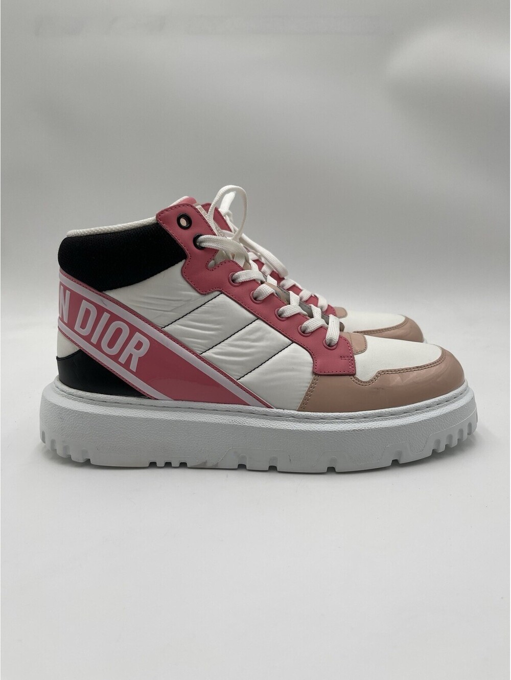 Dior D-Player High Top sneakers in a pink multicolor Leather / Nylon Size 40
